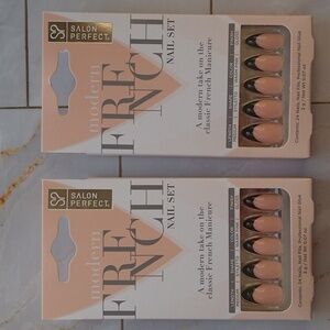 2 Sets of 24 French nails with black tips, glue included